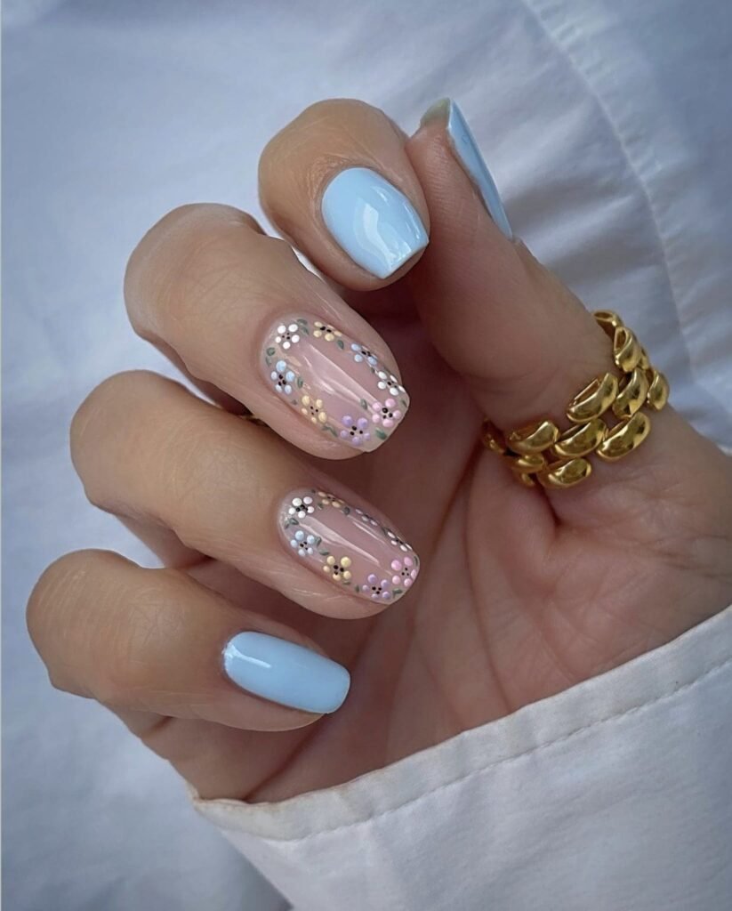 pastel floral inspired nails