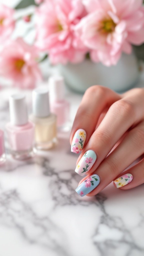sweet spring nails floral decal