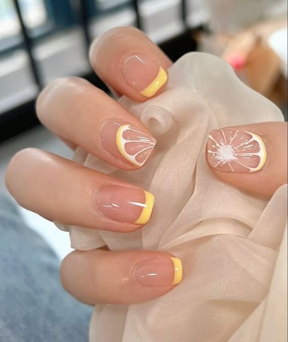 sweet spring nails lemon nails