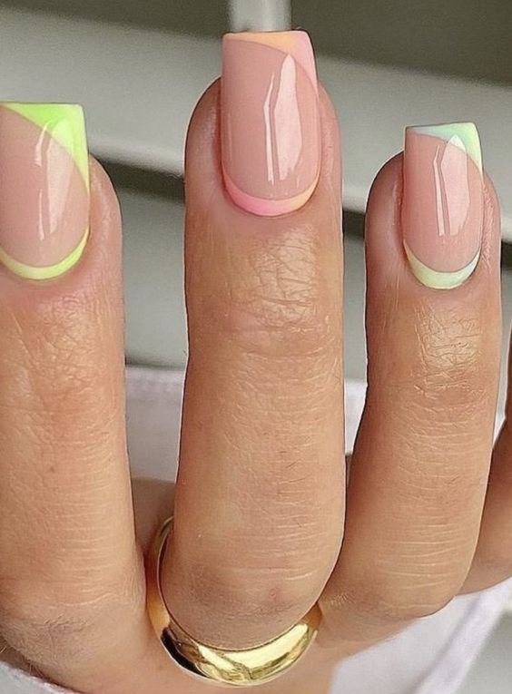 sweet spring nails pastel french tips