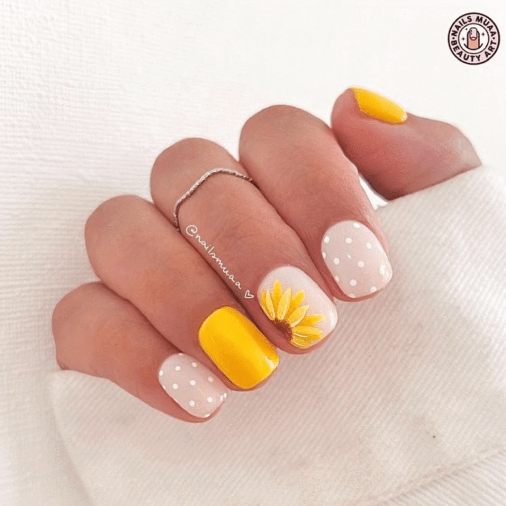 sweet spring nails sunflower