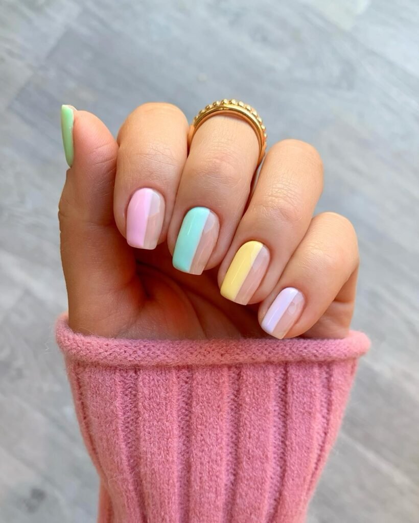 Short Half Nail Pastel Ideas