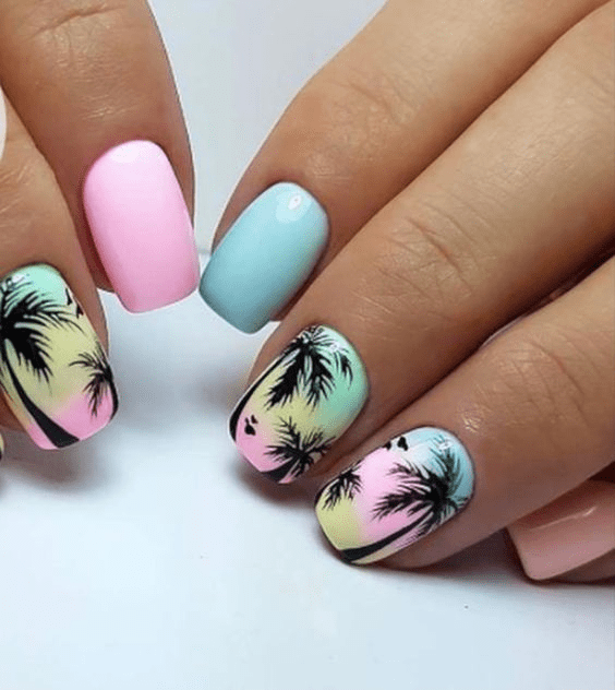 Pastel Palm Nails