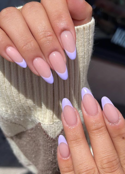 Lilac Tipped French Inspo Nude Nails