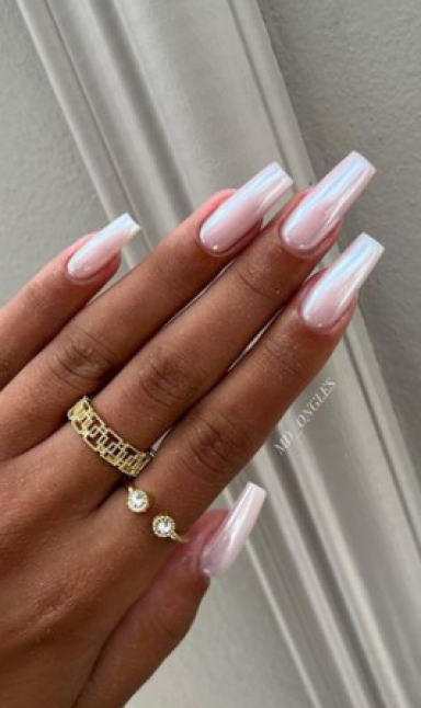 Chrome Soft Pink Nails