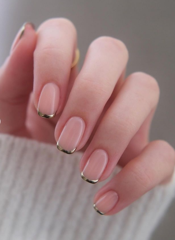 Nude Nails, with Chrome Line tip