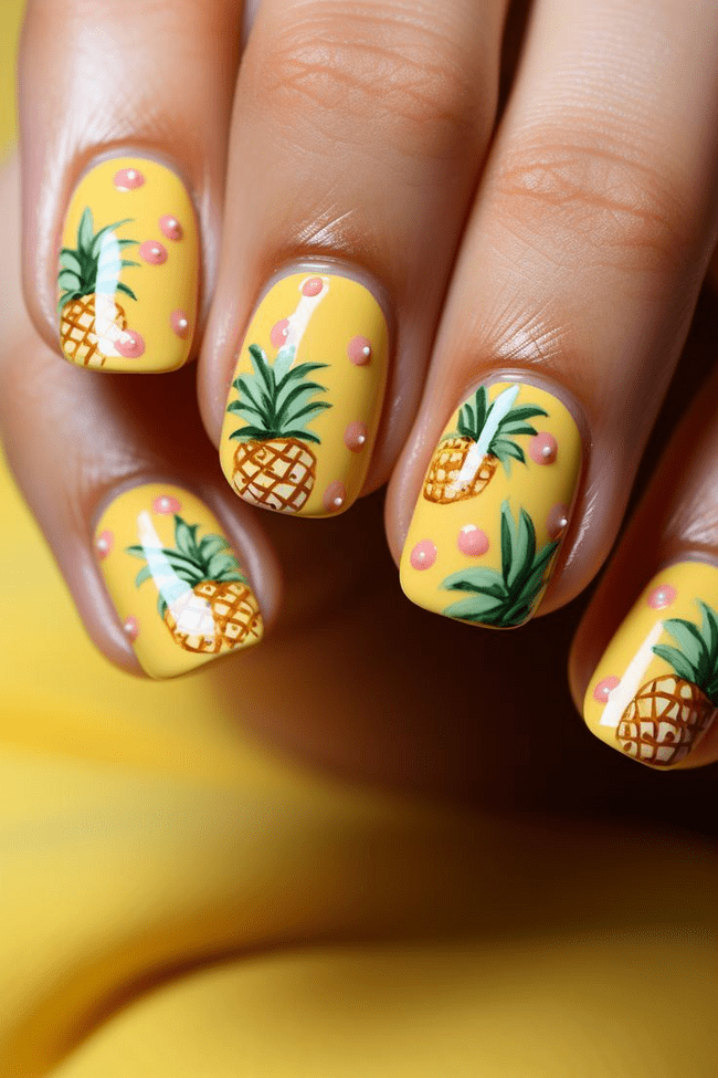 Pineapple shore beach nail ideas