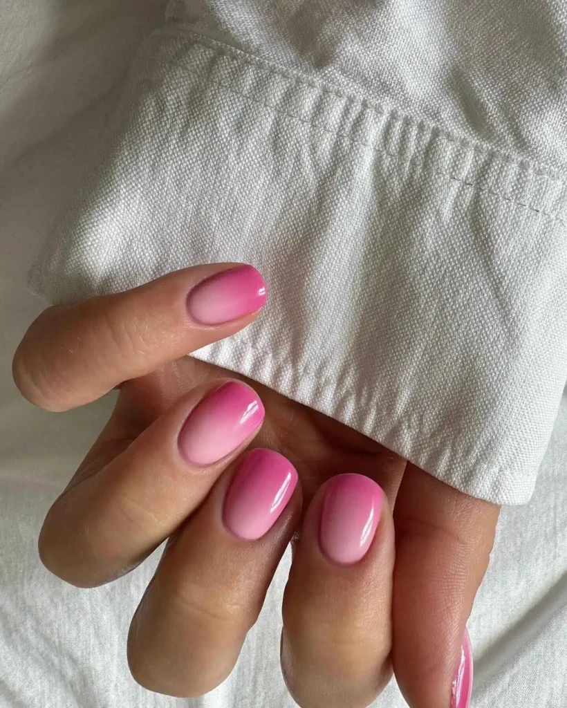 Short Pink Ombre Nails
