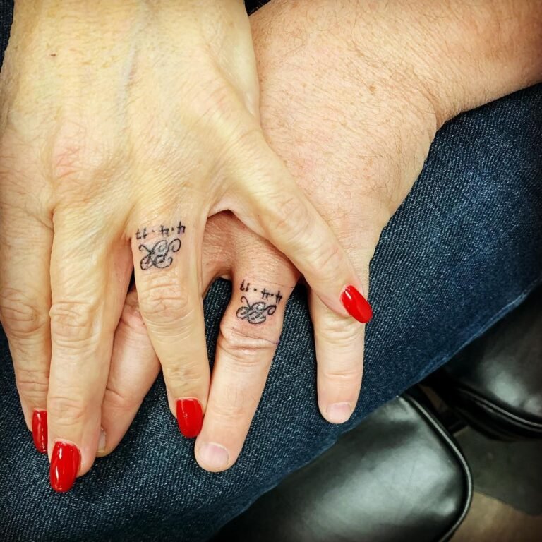 Wedding Ring Tattoos saying inked together forever