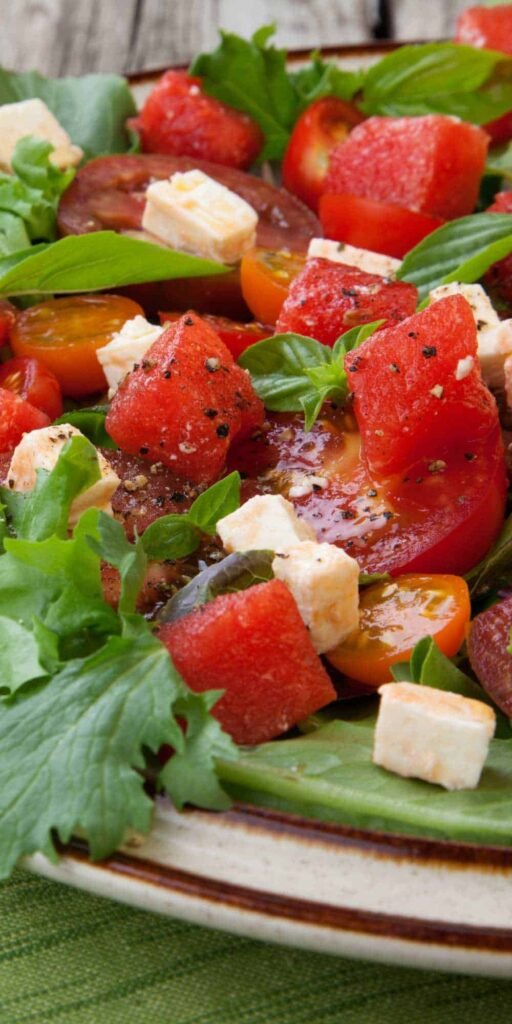 Watermelon Caprese Salad with Balsamic Glaze