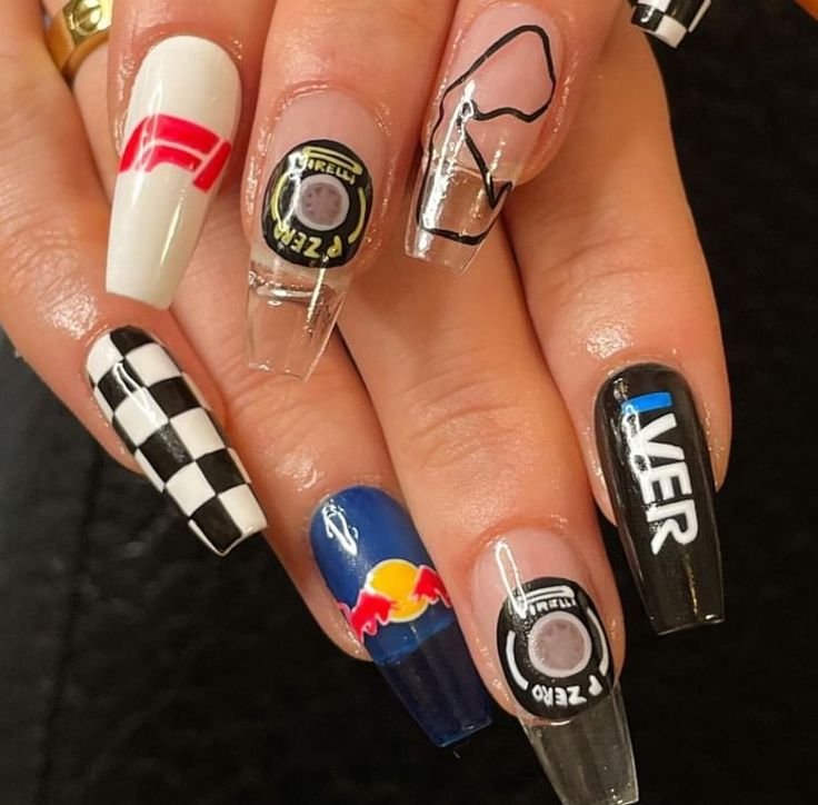 23 Fast and Flashy F1 Inspired Nail Ideas